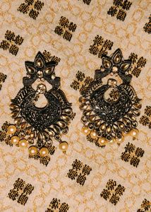 Black &amp; Golden Earrings with Pearl