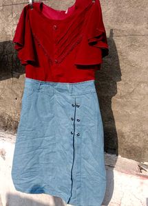 Red &amp; Blue denim Dress