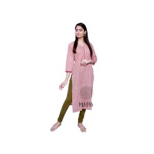 Peach Colour Long Cotton  Kurti