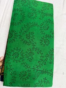 Green &amp; Navy Sari