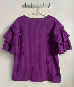 Purple Striped Flared Sleeve Top – Yash Gallery