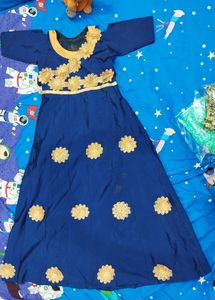 A Blue Gown With Golden Work In Front Back