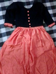 Vintage Black & Salmon Dress