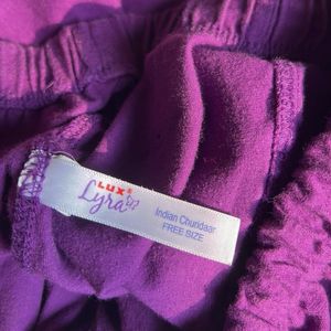 Purple Cotton Leggings - Casual Style