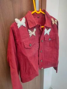 Denim Jacket With Butterfly Design