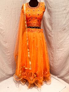 Orange Crop Top ,choli Lehenga