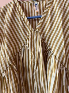 Striped Ruffle Sleeve Top  And Pink Tunic