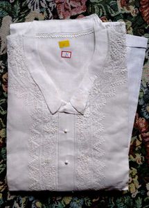 White Chikankari Embroidered Straight Kurta(MEN)