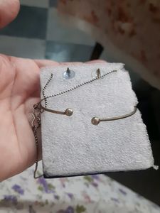 Dainty Jewellery Set, Earrings, Chain and Bangle