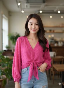 Pink Tie-Front Top