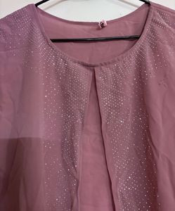 Dusty Rose Embellished Chiffon Topper