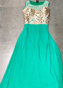 Elegant Green & Gold Ethnic Gown