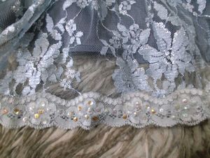 Grey Lace And Sequin Corset Top