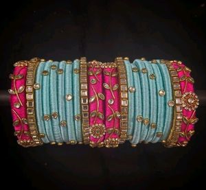 Handmade Floral Silk Thread Bangles Set