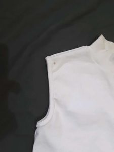 White Mock Neck Sleeveless Top