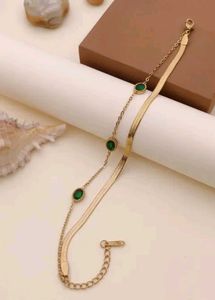 Gold Layered Bracelet with Green Accents