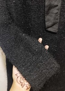 Sequin Back Bow Bell Sleeves Loose Mini Dress