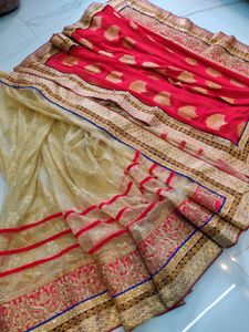 New Pattern Saree Beautiful Contrast Colour ❤