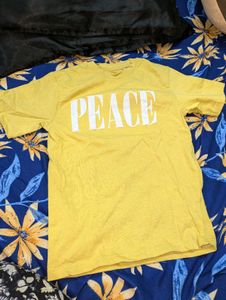 Yellow 'Peace' Graphic Tee