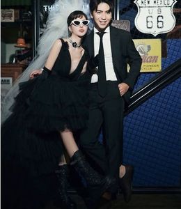 Beautiful royal black red carpet dress