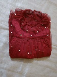 Woman Cute Rust Pearl Top