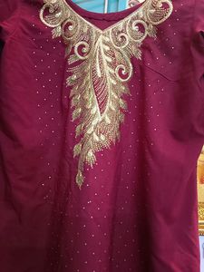 Maroon Colour Kurta Plazo Dupatta Set