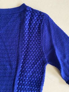 Blue Textured Knit Sweater