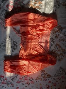 Peach Eyelet Crop Top