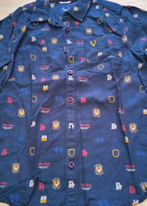 Boys Navy Print Shirt