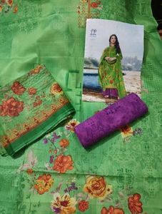 Green Floral Dress Material
