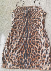 Bodycon Mini Leopard Print Sequin Dress