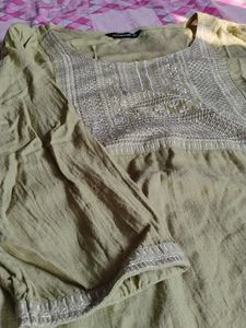 Olive Green Embroidered Kurta