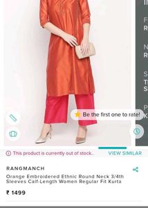 Orange Silk Kurta From Pantaloons