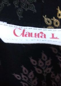 Claura Black V Neck Tunic With Flared Trouser