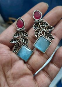 brass Silver Dangle Earrings