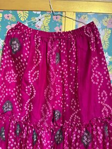 Pink Bandhani Full Gher Sharara