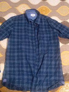 Blue Checked Button-Down Shirt