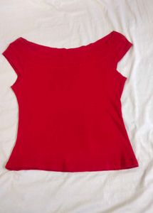Red Boat Neck Top Bust 34