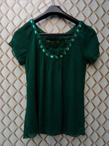 New With Tag Green Beads Korean Cute Top