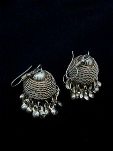Silver Tone Jhumka Earrings