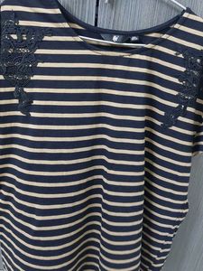 Striped Lace Shoulder Top
