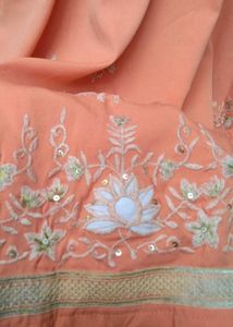 Peach Embroidered Kurta Set