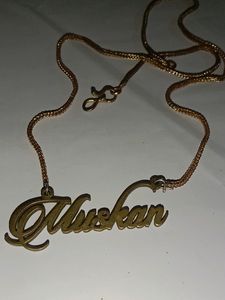 Muskan  Name Golden Colour Chain