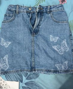 Butterfly Denim Mini Skirt