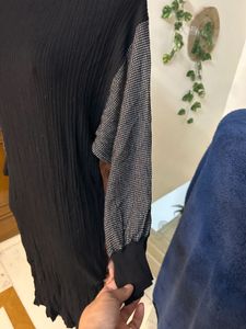 Black Midi Dress with Mesh Sleeves