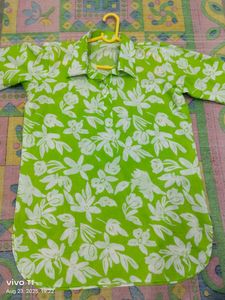 Fully Stitched Floral Green Pathani Syle Kurta