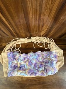 Floral Applique Tie Top Colorful