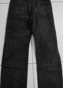 Black Denim Straight Leg Jeans