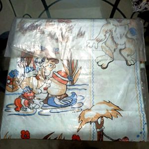 Kids Cartoon Bedsheet Blue With Pillow Cover