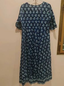 Blue and White Printed Maxi Dress
